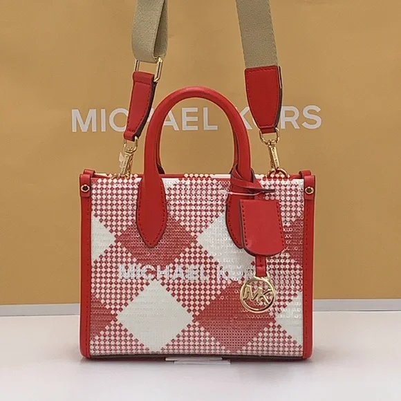 Michael Kors Mirella Extra-Small Logo Crossbody XBODY Shopper Bag Bright Red NWT - Picture 4 of 16